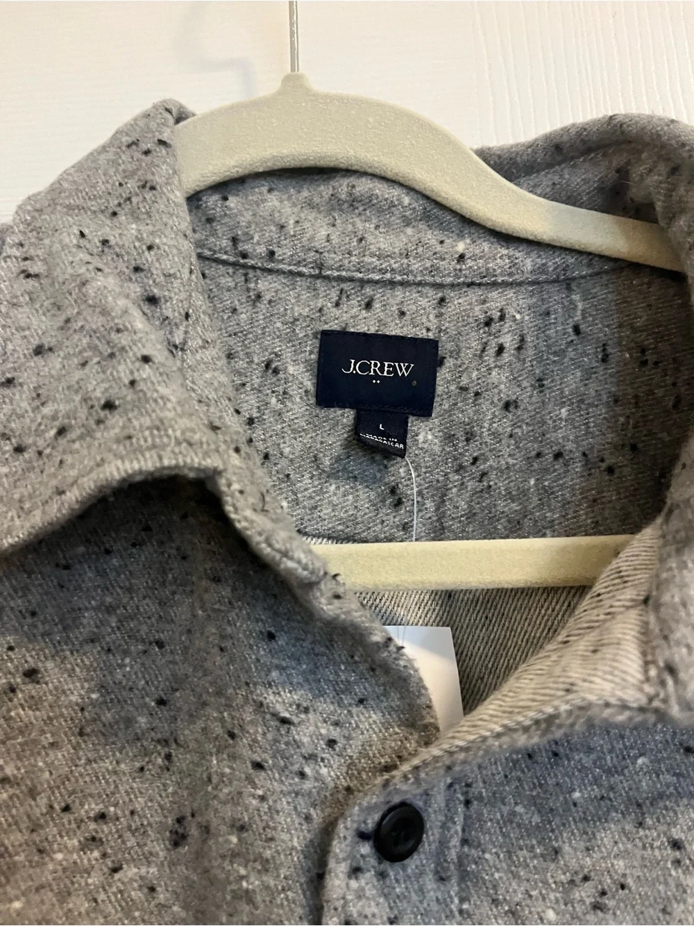 J. Crew Gray Speckled Button-Front Shirt Jacket